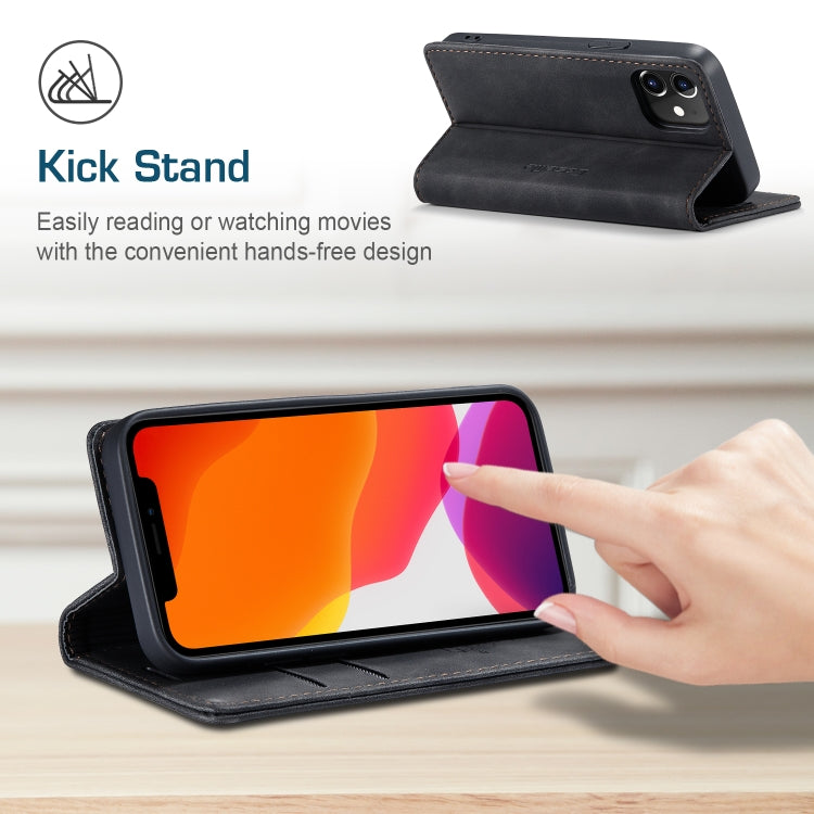 For iPhone 12 mini CaseMe-013 Multifunctional Retro Frosted Horizontal Flip Leather Case with Card Slot & Holder & Wallet(Black) - free shipping - PMC Jewellery - Order now!