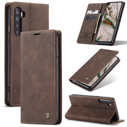 For OnePlus Nord CaseMe-013 Multifunctional Retro Frosted Horizontal Flip Leather Case with Card Slot & Holder & Wallet(Coffee) - OnePlus Cases by CaseMe | Online Shopping South Africa | PMC Jewellery | Buy Now Pay Later Mobicred