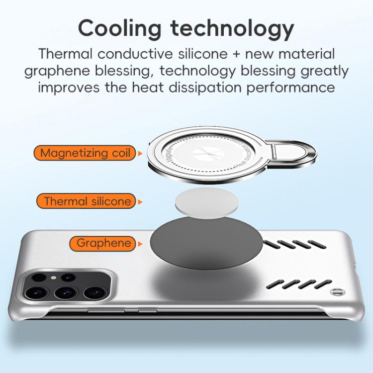 For Samsung Galaxy S25 Ultra 5G Ice Sense Series Graphene Cooling MagSafe Holder Phone Case(Silver) - Galaxy S25 Ultra 5G Cases by PMC TechLife | Online Shopping South Africa | PMC TechLife | Buy Now Pay Later Mobicred