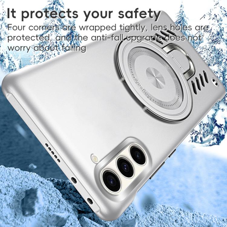 For Samsung Galaxy S25+ 5G Ice Sense Series Graphene Cooling MagSafe Holder Phone Case(Silver) - Galaxy S25+ 5G Cases by PMC TechLife | Online Shopping South Africa | PMC TechLife | Buy Now Pay Later Mobicred