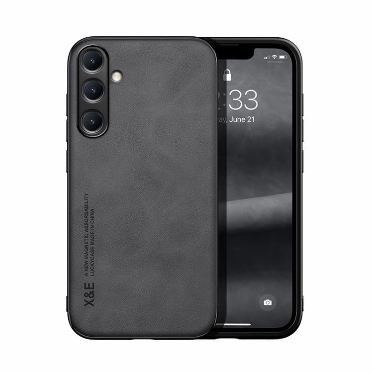 For Samsung Galaxy S25+ 5G Skin Feel Magnetic Leather Back Phone Case(Dark Grey) - Galaxy S25+ 5G Cases by PMC Jewellery | Online Shopping South Africa | PMC Jewellery | Buy Now Pay Later Mobicred