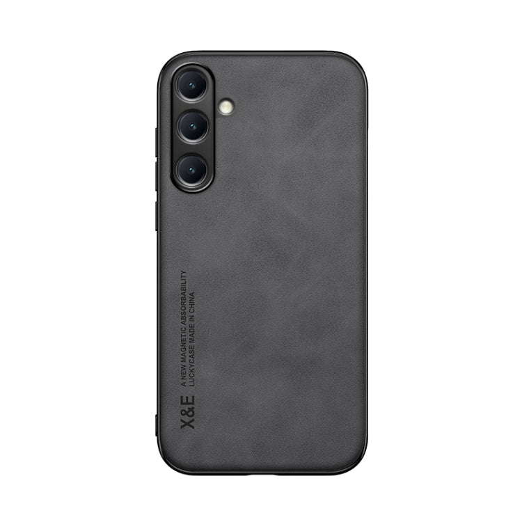 For Samsung Galaxy S25+ 5G Skin Feel Magnetic Leather Back Phone Case(Dark Grey) - Galaxy S25+ 5G Cases by PMC Jewellery | Online Shopping South Africa | PMC Jewellery | Buy Now Pay Later Mobicred