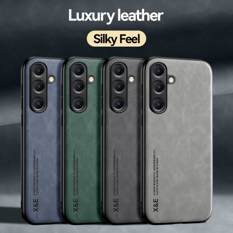 For Samsung Galaxy S25 5G Skin Feel Magnetic Leather Back Phone Case(Green) - Galaxy S25 5G Cases by PMC Jewellery | Online Shopping South Africa | PMC Jewellery | Buy Now Pay Later Mobicred