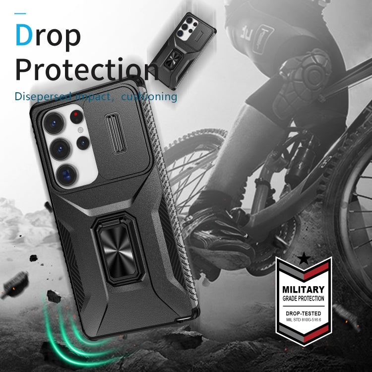 For Samsung Galaxy S25 Ultra 5G Sliding Camshield Holder Phone Case(Black) - free shipping - PMC Jewellery - Order now!