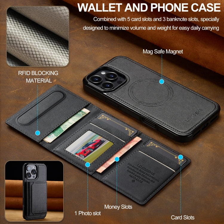 For iPhone 16 Pro Max LC.IMEEKE L5 Series Detachable RFID Card Bag Magsafe Phone Case(Black) - iPhone 16 Pro Max Cases by LC.IMEEKE | Online Shopping South Africa | PMC Jewellery | Buy Now Pay Later Mobicred