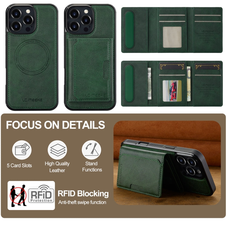 For iPhone 16 Pro Max LC.IMEEKE L5 Series Detachable RFID Card Bag Magsafe Phone Case(Green) - iPhone 16 Pro Max Cases by LC.IMEEKE | Online Shopping South Africa | PMC Jewellery | Buy Now Pay Later Mobicred