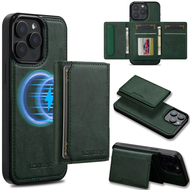 For iPhone 16 Pro LC.IMEEKE L5 Series Detachable RFID Card Bag Magsafe Phone Case(Green) - iPhone 16 Pro Cases by LC.IMEEKE | Online Shopping South Africa | PMC Jewellery | Buy Now Pay Later Mobicred