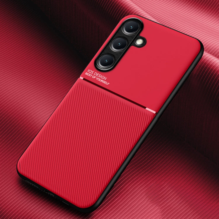 For Samsung Galaxy S25+ 5G Classic Tilt Strip Grain Magnetic PC Hybrid TPU Phone Case(Red) - Galaxy S25+ 5G Cases by PMC Jewellery | Online Shopping South Africa | PMC Jewellery | Buy Now Pay Later Mobicred