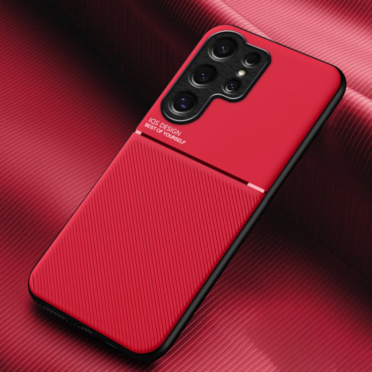 For Samsung Galaxy S25 Ultra 5G Classic Tilt Strip Grain Magnetic PC Hybrid TPU Phone Case(Red) - Galaxy S25 Ultra 5G Cases by PMC Jewellery | Online Shopping South Africa | PMC Jewellery | Buy Now Pay Later Mobicred