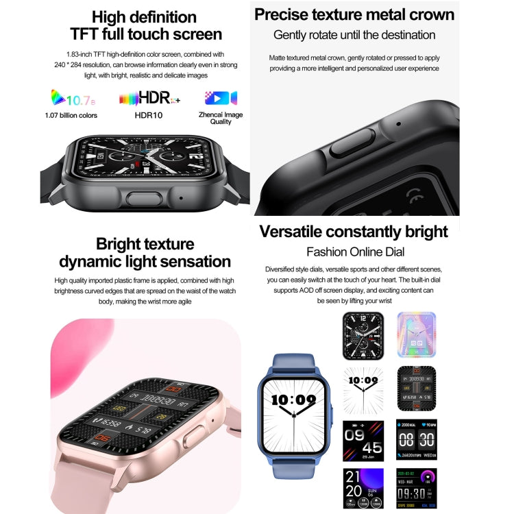 ZW36 1.83 inch BT Call Smart Watch, Blood oxygen / Blood Pressure / Heart Rate(Blue) - free shipping - PMC TechLife - Order now!