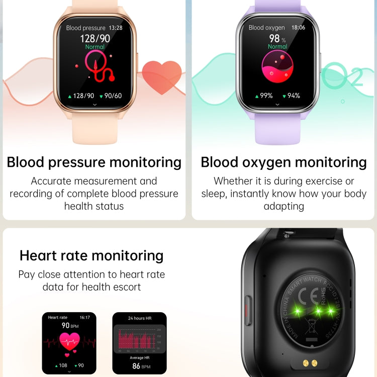 KT73S 1.85 inch Square Screen BT Call Smart Watch, Heart Rate / Blood Pressure / Blood Oxygen / Female Health / Sleep Monitoring(Black) - Smart Wristbands by PMC TechLife | Online Shopping South Africa | PMC TechLife | Buy Now Pay Later Mobicred