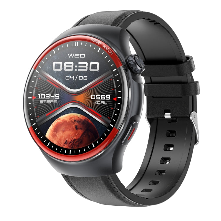 T82 1.43 inch Round Screen BT Call Smart Watch, Heart Rate / Blood Pressure / Blood Oxygen / Sleep / Blood Sugar / HRV / Metope / SOS, Strap:Leather Black - Smart Wristbands by PMC TechLife | Online Shopping South Africa | PMC TechLife | Buy Now Pay Later Mobicred