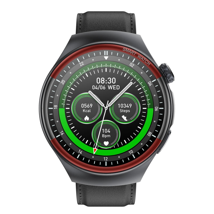 T82 1.43 inch Round Screen BT Call Smart Watch, Heart Rate / Blood Pressure / Blood Oxygen / Sleep / Blood Sugar / HRV / Metope / SOS, Strap:Leather Black - Smart Wristbands by PMC TechLife | Online Shopping South Africa | PMC TechLife | Buy Now Pay Later Mobicred