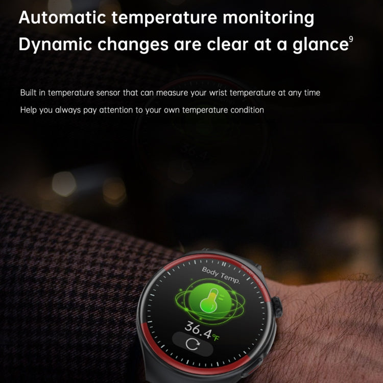 T82 1.43 inch Round Screen BT Call Smart Watch, Heart Rate / Blood Pressure / Blood Oxygen / Sleep / Blood Sugar / HRV / Metope / SOS, Strap:Silicone Black - Smart Wristbands by PMC TechLife | Online Shopping South Africa | PMC TechLife | Buy Now Pay Later Mobicred