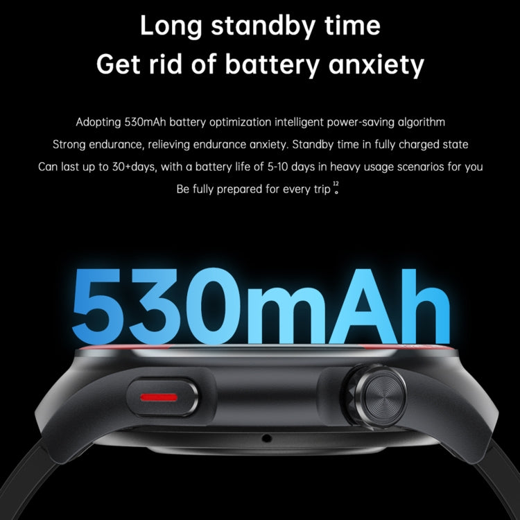 T82 1.43 inch Round Screen BT Call Smart Watch, Heart Rate / Blood Pressure / Blood Oxygen / Sleep / Blood Sugar / HRV / Metope / SOS, Strap:Silicone Black - Smart Wristbands by PMC TechLife | Online Shopping South Africa | PMC TechLife | Buy Now Pay Later Mobicred