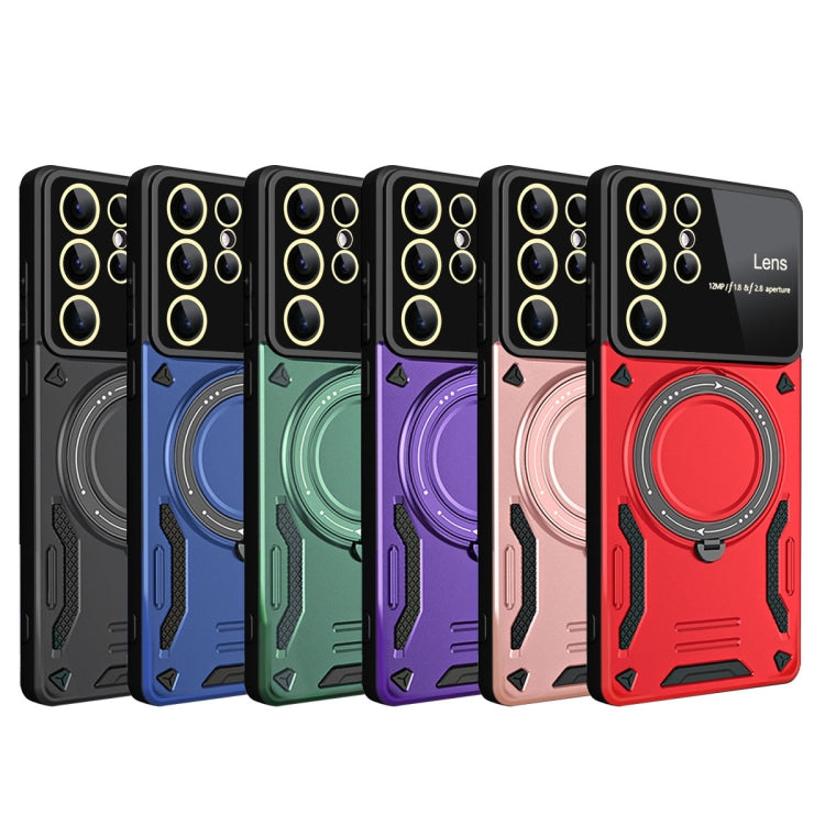 For Samsung Galaxy S25 Ultra 5G Large Window MagSafe Holder Phone Case(Purple) - free shipping - PMC Jewellery - Order now!