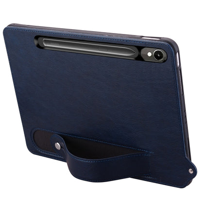 For Samsung Galaxy Tab S10 / S9 / S8 / S7 TPU Leather Back Tablet Case with Wristband(Dark Blue) - Tab S10 Cases by PMC Jewellery | Online Shopping South Africa | PMC Jewellery | Buy Now Pay Later Mobicred