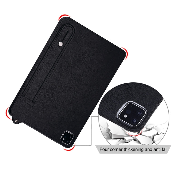 For Samsung Galaxy Tab S10 Ultra / S9 Ultra TPU Leather Back Tablet Case with Wristband(Black) - Tab S10 Ultra Cases by PMC Jewellery | Online Shopping South Africa | PMC Jewellery | Buy Now Pay Later Mobicred