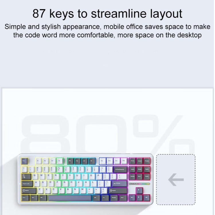 AULA F87 Pro 87 Keys Wired/2.4G/Bluetooth Three Model Customized RGB Mechanical Keyboard(Ash Wood Shaft V4) - free shipping - PMC TechLife - Order now!