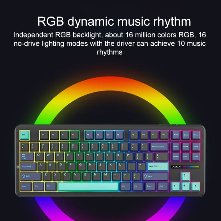 AULA F87 Pro 87 Keys Wired/2.4G/Bluetooth Three Model Customized RGB Mechanical Keyboard(Ash Wood Shaft V4) - free shipping - PMC TechLife - Order now!