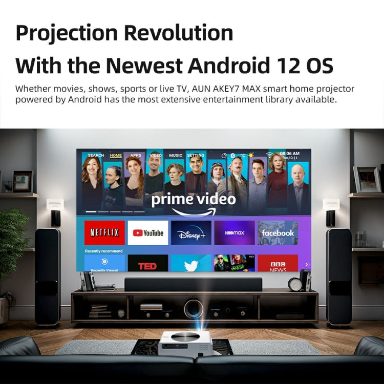 AUN AKEY7 MAX 1920x1080P HD Android LCD Projector UK Plug(White) - LED Projector by AUN | Online Shopping South Africa | PMc TechLife | Buy Now Pay Later Mobicred