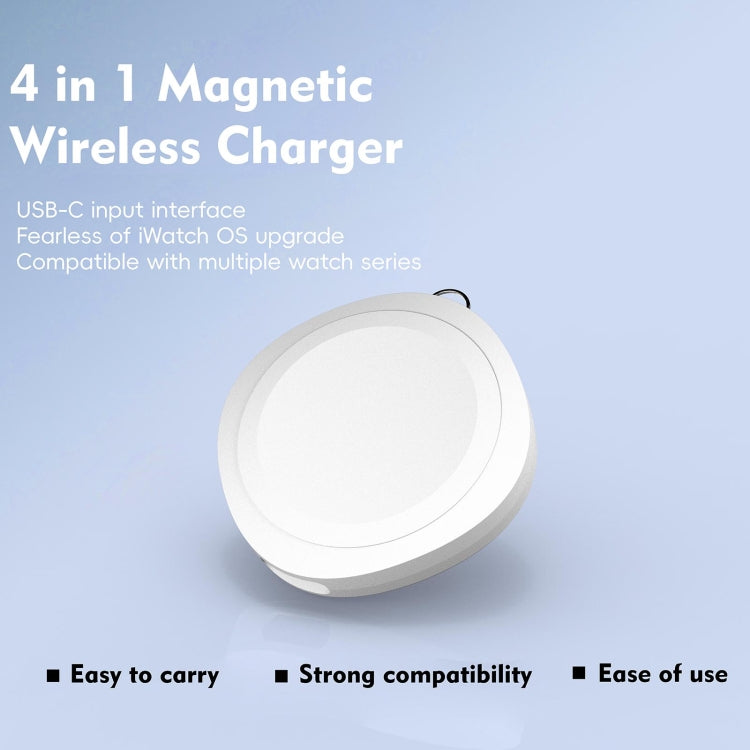 4 in 1 Portable Smart Watch Magnetic Wireless Charger(White) - Charger / Holder by PMC TechLife | Online Shopping South Africa | PMC TechLife | Buy Now Pay Later Mobicred