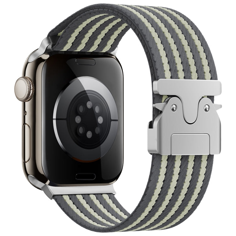 For Apple Watch 46mm / 49mm / 45mm / 44mm Parachute Buckle 4-Stripe Braided Nylon Watch Band(Grey Light Yellow) - free shipping - PMc TechLife - Order now!