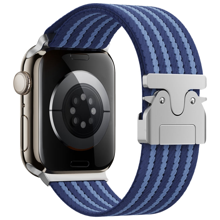 For Apple Watch 46mm / 49mm / 45mm / 44mm Parachute Buckle 4-Stripe Braided Nylon Watch Band(Full Blue) - free shipping - PMc TechLife - Order now!