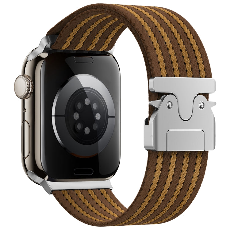 For Apple Watch 42mm / 41mm / 40mm / 38mm Parachute Buckle 4-Stripe Braided Nylon Watch Band(Brown Khaki) - free shipping - PMc TechLife - Order now!