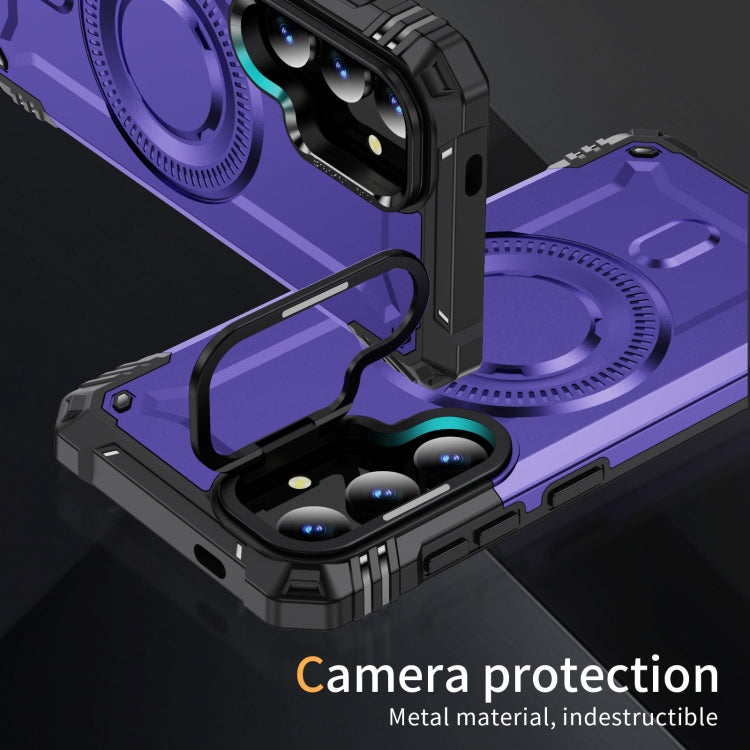 For Samsung Galaxy S25+ 5G Lens Holder MagSafe Phone Case(Purple) - Galaxy S25+ 5G Cases by PMC Jewellery | Online Shopping South Africa | PMC Jewellery | Buy Now Pay Later Mobicred