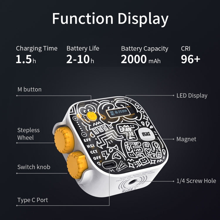 FUNSNAP Pocket Full Color RGB Video Shot Fill Light(White) - Selfie Light by FUNSNAP | Online Shopping South Africa | PMC TechLife | Buy Now Pay Later Mobicred