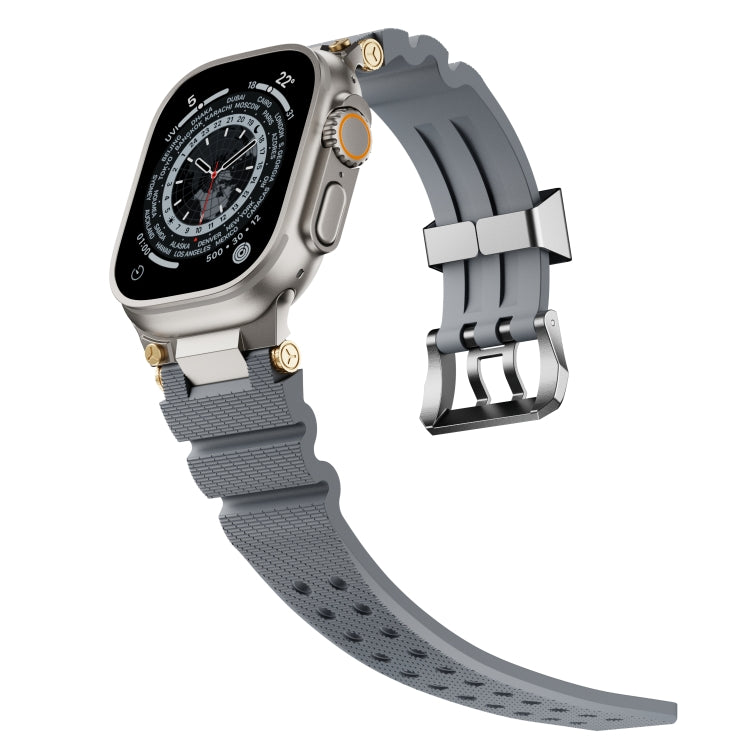 For Apple Watch 46mm / 49mm / 45mm / 44mm Cool Dual-Row Holes Silicone Watch Band(Grey Silver) - Watch Bands by PMC TechLife | Online Shopping South Africa | PMC TechLife | Buy Now Pay Later Mobicred