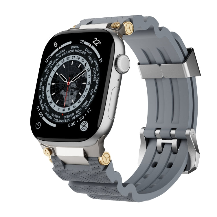 For Apple Watch 42mm / 41mm / 40mm / 38mm Cool Dual-Row Holes Silicone Watch Band(Grey Silver) - Watch Bands by PMC TechLife | Online Shopping South Africa | PMC TechLife | Buy Now Pay Later Mobicred