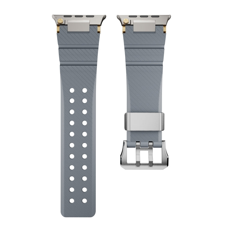 For Apple Watch 42mm / 41mm / 40mm / 38mm Cool Dual-Row Holes Silicone Watch Band(Grey Silver) - Watch Bands by PMC TechLife | Online Shopping South Africa | PMC TechLife | Buy Now Pay Later Mobicred