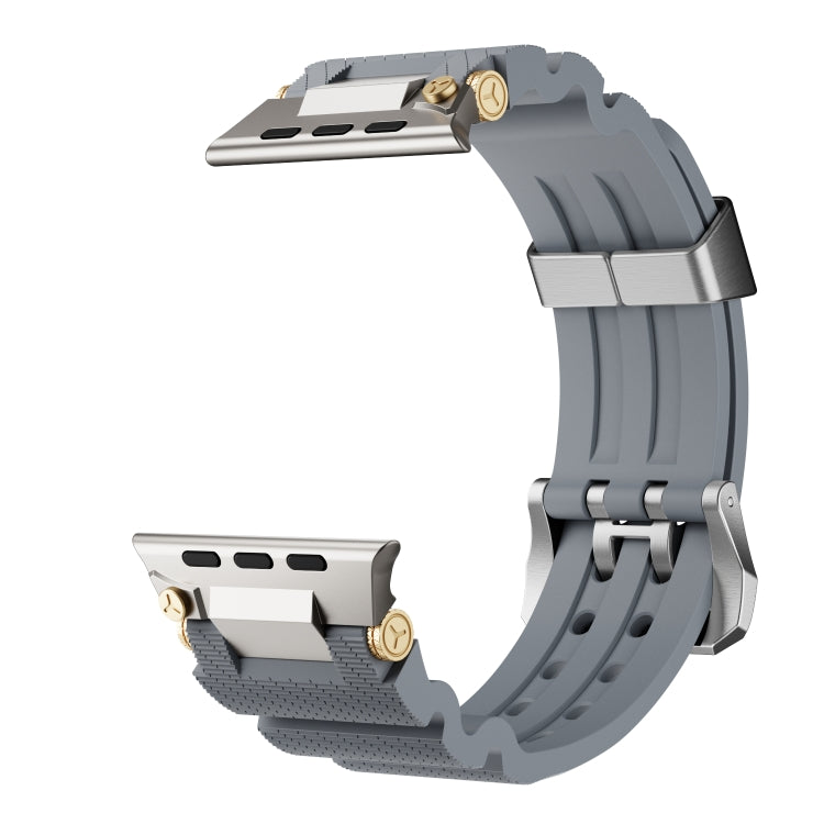 For Apple Watch 42mm / 41mm / 40mm / 38mm Cool Dual-Row Holes Silicone Watch Band(Grey Silver) - Watch Bands by PMC TechLife | Online Shopping South Africa | PMC TechLife | Buy Now Pay Later Mobicred