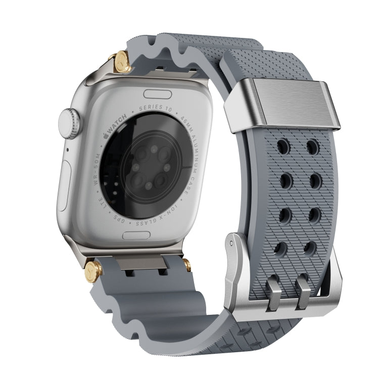 For Apple Watch 42mm / 41mm / 40mm / 38mm Cool Dual-Row Holes Silicone Watch Band(Grey Silver) - Watch Bands by PMC TechLife | Online Shopping South Africa | PMC TechLife | Buy Now Pay Later Mobicred