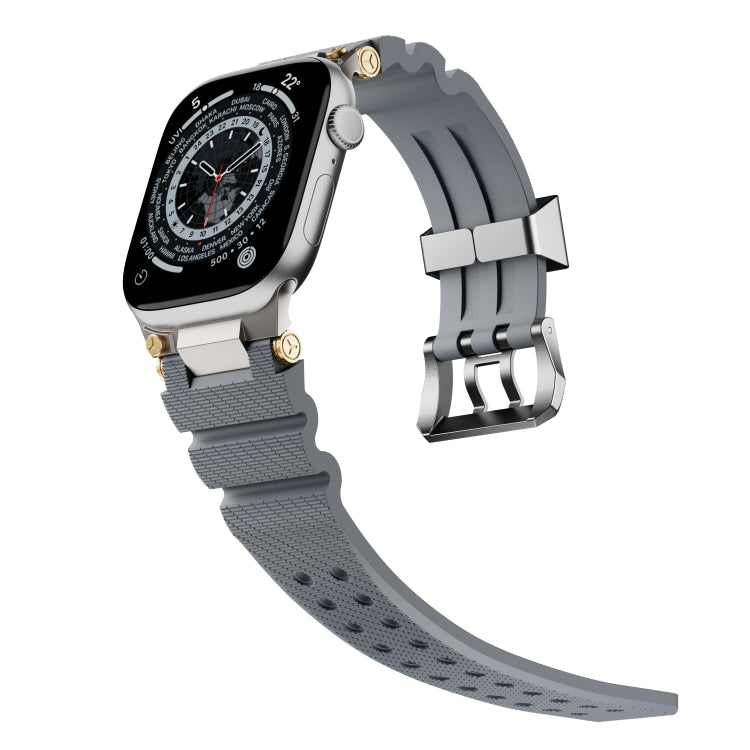 For Apple Watch 42mm / 41mm / 40mm / 38mm Cool Dual-Row Holes Silicone Watch Band(Grey Silver) - Watch Bands by PMC TechLife | Online Shopping South Africa | PMC TechLife | Buy Now Pay Later Mobicred