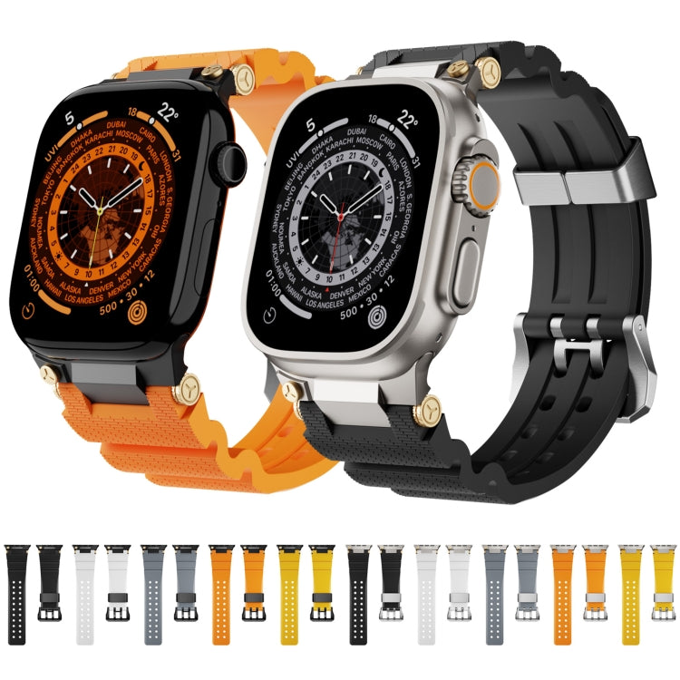For Apple Watch 42mm / 41mm / 40mm / 38mm Cool Dual-Row Holes Silicone Watch Band(White Silver) - Watch Bands by PMC TechLife | Online Shopping South Africa | PMC TechLife | Buy Now Pay Later Mobicred