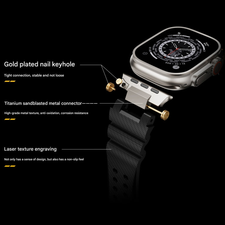 For Apple Watch 46mm / 49mm / 45mm / 44mm Cool Dual-Row Holes Silicone Watch Band(Yellow Silver) - Watch Bands by PMC TechLife | Online Shopping South Africa | PMC TechLife | Buy Now Pay Later Mobicred