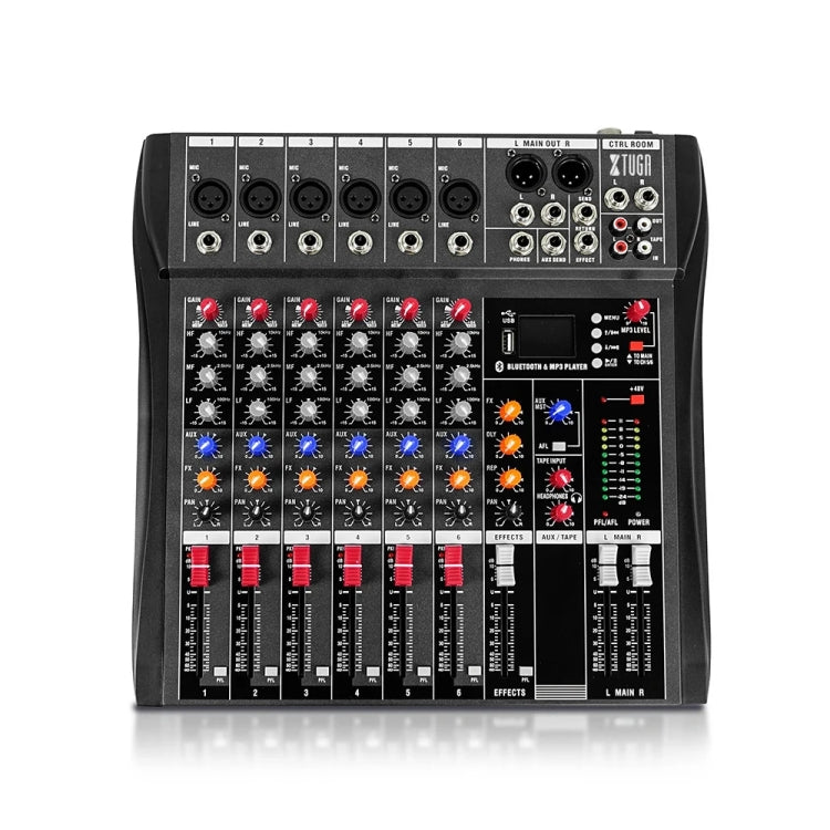 XTUGA CT60X 6-Channels Audio Mixer DJ Mixing Console with 48V Power Supply(AU Plug) - Live Sound Effects Processors by XTUGA | Online Shopping South Africa | PMC TechLife | Buy Now Pay Later Mobicred
