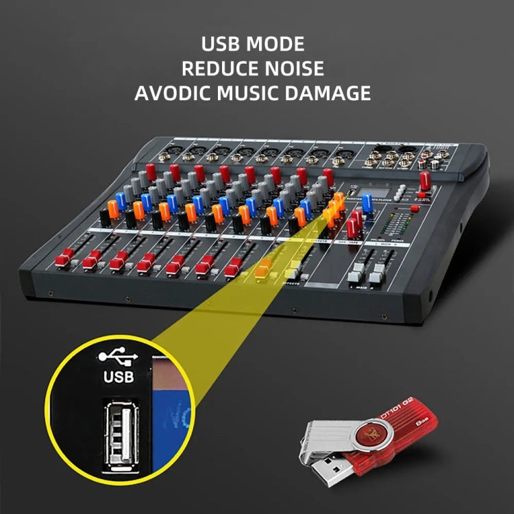 XTUGA CT80X 8-Channels Audio Mixer DJ Mixing Console with 48V Power Supply(EU Plug) - Live Sound Effects Processors by XTUGA | Online Shopping South Africa | PMC TechLife | Buy Now Pay Later Mobicred