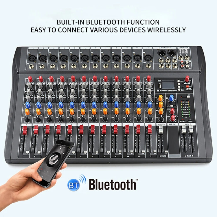 XTUGA CT120X 12-Channels Audio Mixer DJ Mixing Console with 48V Power Supply(AU Plug) - Live Sound Effects Processors by XTUGA | Online Shopping South Africa | PMC TechLife | Buy Now Pay Later Mobicred