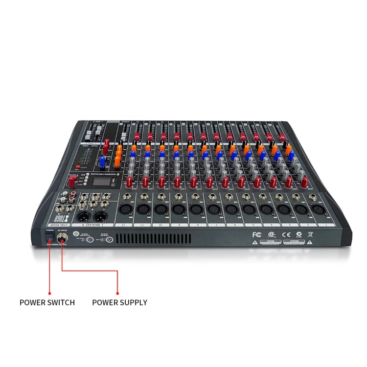 XTUGA CT120X 12-Channels Audio Mixer DJ Mixing Console with 48V Power Supply(UK Plug) - Live Sound Effects Processors by XTUGA | Online Shopping South Africa | PMC TechLife | Buy Now Pay Later Mobicred