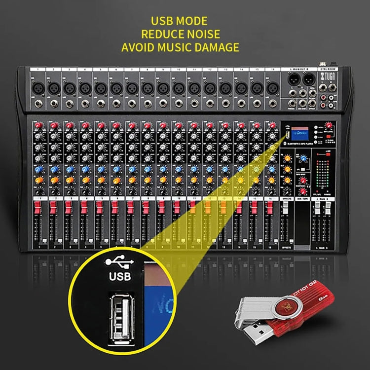 XTUGA CT160X 16-Channels Audio Mixer DJ Mixing Console with 48V Power Supply(UK Plug) - Live Sound Effects Processors by XTUGA | Online Shopping South Africa | PMC TechLife | Buy Now Pay Later Mobicred