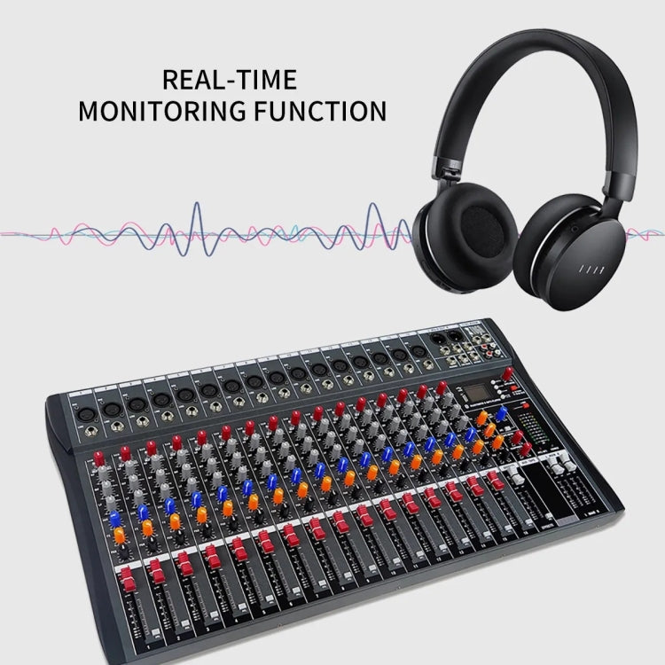 XTUGA CT160X 16-Channels Audio Mixer DJ Mixing Console with 48V Power Supply(UK Plug) - Live Sound Effects Processors by XTUGA | Online Shopping South Africa | PMC TechLife | Buy Now Pay Later Mobicred