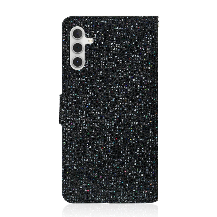 For Samsung Galaxy S25 5G Glitter Powder Filp Leather Phone Case(Black) - Galaxy S25 5G Cases by PMC Jewellery | Online Shopping South Africa | PMC Jewellery | Buy Now Pay Later Mobicred