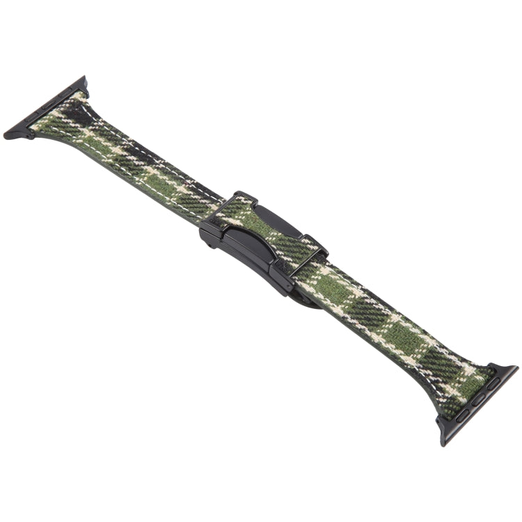 For Apple Watch 46mm / 49mm / 45mm / 44mm Slim Magnetic Buckle Napped Fabric Leather Watch Band(Green) - Watch Bands by PMC TechLife | Online Shopping South Africa | PMC TechLife | Buy Now Pay Later Mobicred