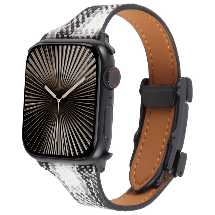 For Apple Watch 46mm / 49mm / 45mm / 44mm Slim Magnetic Buckle Napped Fabric Leather Watch Band(Grey) - Watch Bands by PMC TechLife | Online Shopping South Africa | PMC TechLife | Buy Now Pay Later Mobicred
