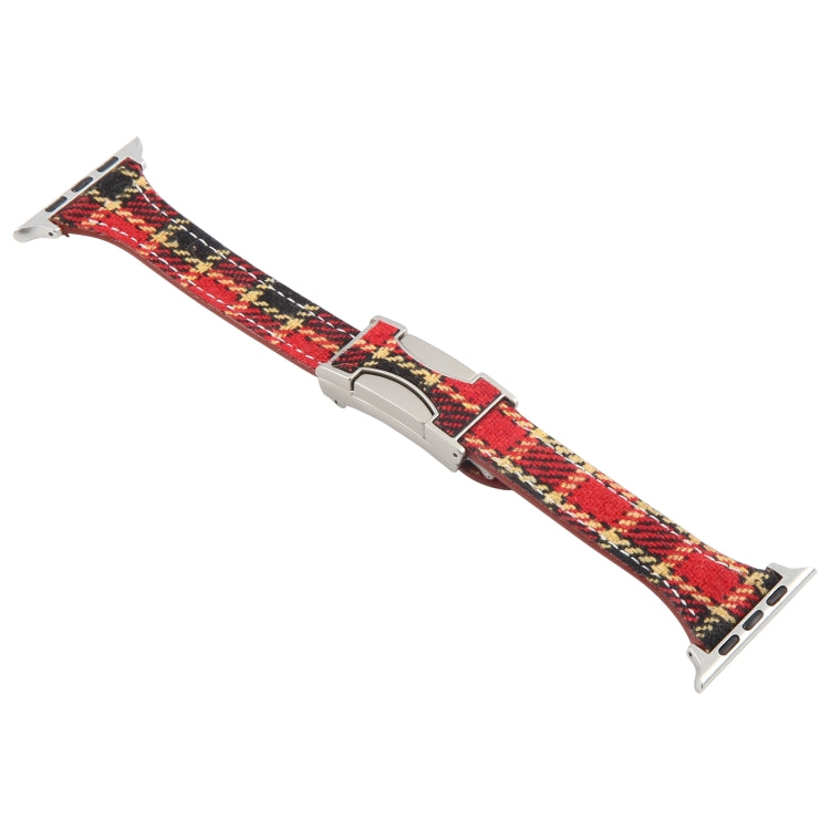 For Apple Watch 46mm / 49mm / 45mm / 44mm Slim Magnetic Buckle Napped Fabric Leather Watch Band(Red) - Watch Bands by PMC TechLife | Online Shopping South Africa | PMC TechLife | Buy Now Pay Later Mobicred