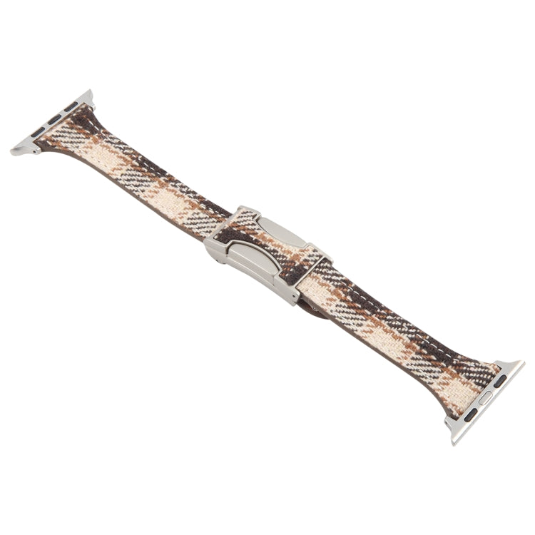 For Apple Watch 46mm / 49mm / 45mm / 44mm Slim Magnetic Buckle Napped Fabric Leather Watch Band(Brown) - Watch Bands by PMC TechLife | Online Shopping South Africa | PMC TechLife | Buy Now Pay Later Mobicred